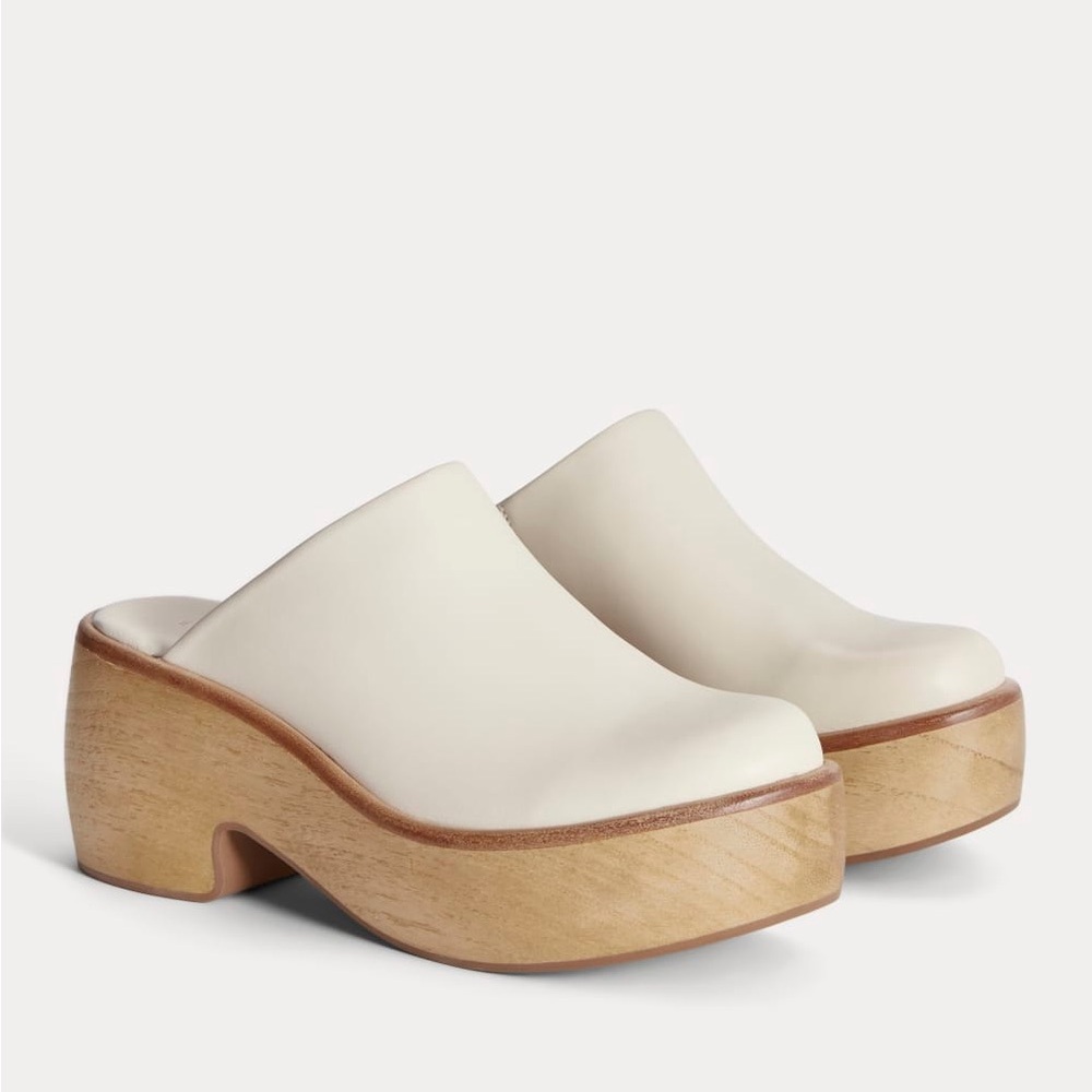 Everlane White Wooden Puffa Clog
